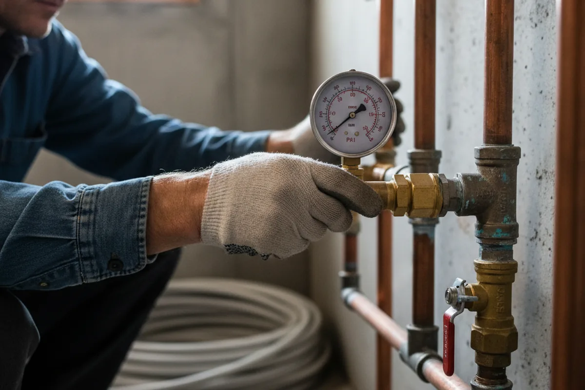 Pressure testing a repaired line during Water Line Repair in Elbridge